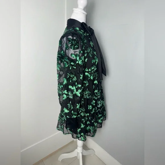Alice + Olivia Black and Green Mini Dress - Picture 8 of 15